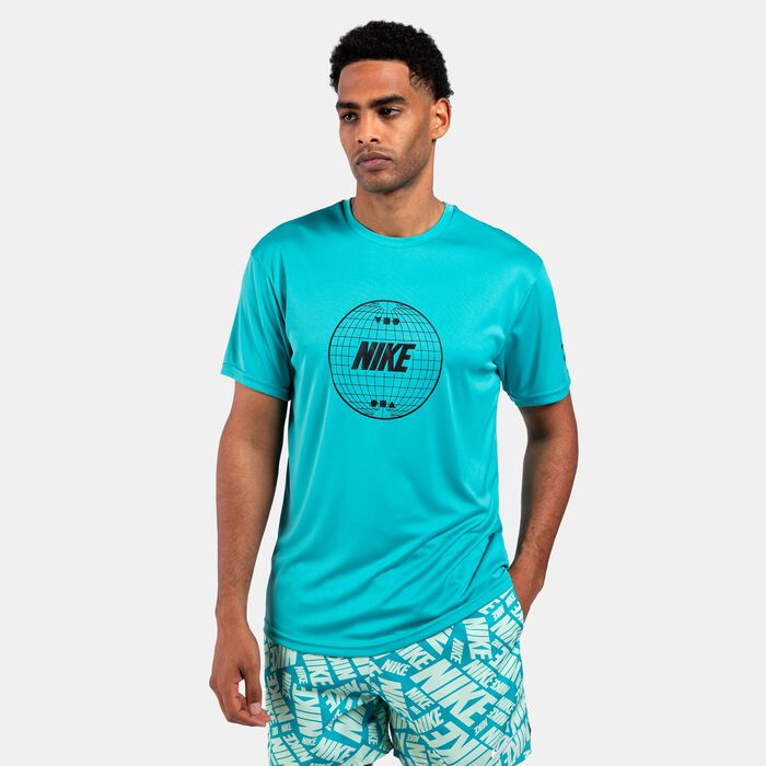 Nike Swim Men's Printed Hydroguard Swimming T-Shirt Blue Nike Swim Men's Printed Hydroguard Swimming T-Shirt Blue image number 1