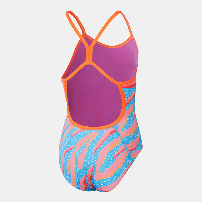 Speedo Kids' Digital Print One-Piece Swimsuit Blue image number 1