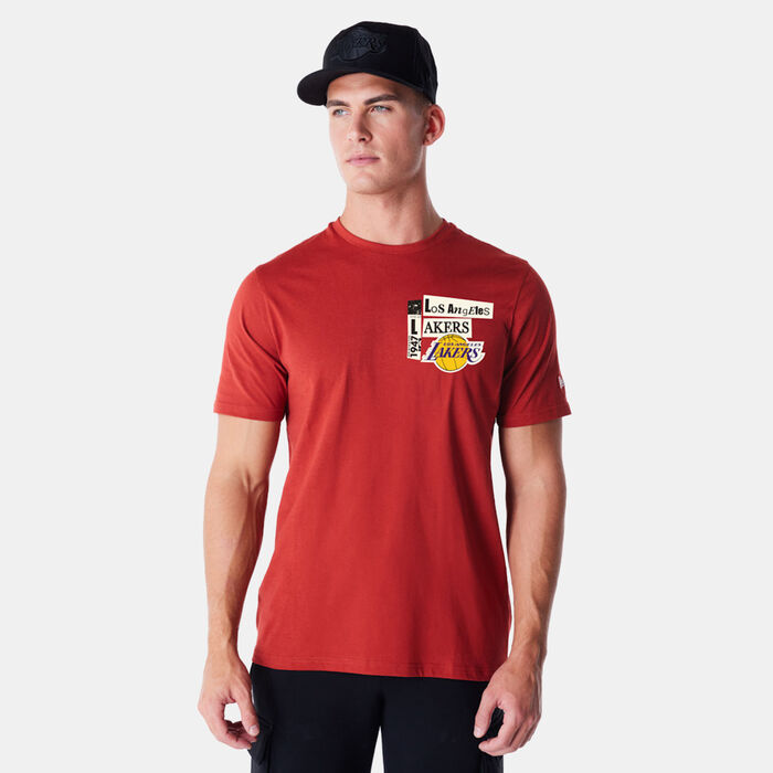 New Era Men's NBA Los Angeles Lakers Newspaper Graphic T-Shirt Orange New Era Men's NBA Los Angeles Lakers Newspaper Graphic T-Shirt Orange image number 0