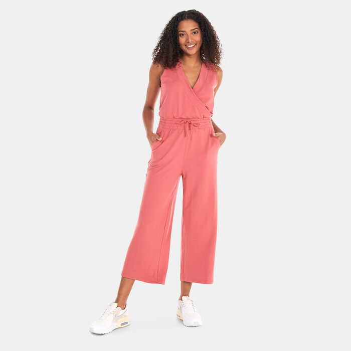 Buy Nike Women's Yoga Dri-FIT French Terry Jumpsuit Pink in KSA -SSS