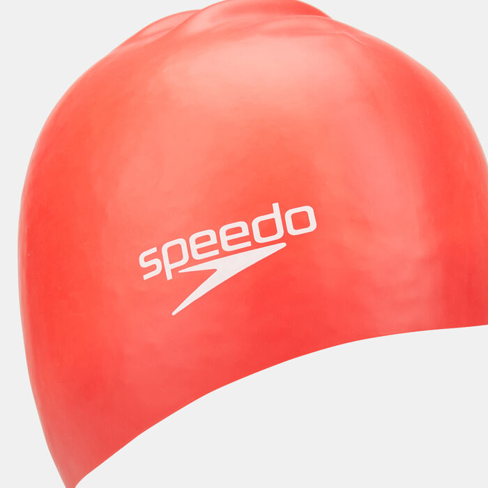 Speedo Plain Moulded Silicone Swimming Cap Red Speedo Plain Moulded Silicone Swimming Cap Red image number 2