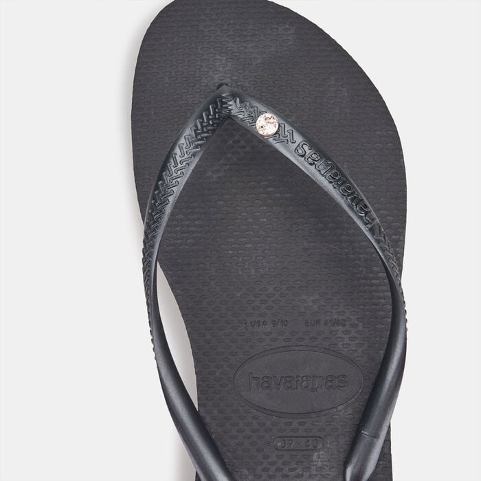 Havaianas Women's Spider Black Slim Crystal SW II Flip Flops Black Havaianas Women's Spider Black Slim Crystal SW II Flip Flops Black image number 2