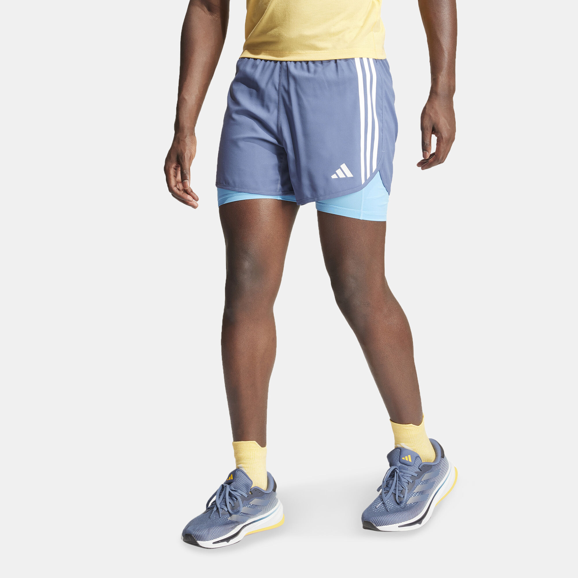 Men s Own The Run 2 in 1 Running Shorts Grey adidas in KSA SSS