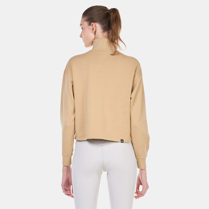 PUMA Women's HER High-Neck Half-Zip Sweatshirt Beige PUMA Women's HER High-Neck Half-Zip Sweatshirt Beige image number 3