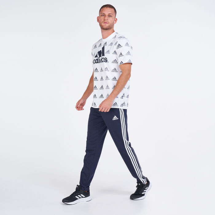 adidas Men's 3-Stripes Essentials Tapered Pants Blue adidas Men's 3-Stripes Essentials Tapered Pants Blue image number 2