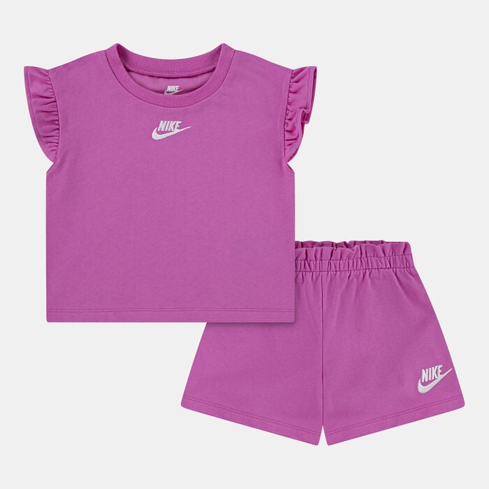 Nike Kids' French Terry T-Shirt and Shorts Set Pink Nike Kids' French Terry T-Shirt and Shorts Set Pink image number 0