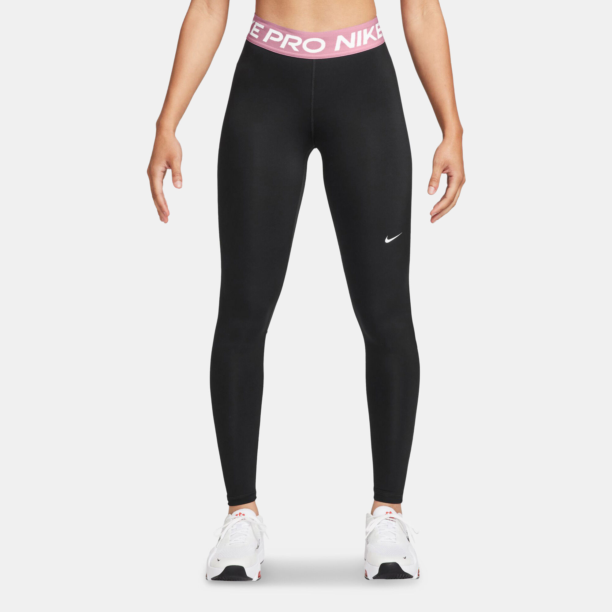 Shop Nike Women's Pro Mid-Rise Mesh-Panelled Leggings Black Shop Nike Women's Pro Mid-Rise Mesh-Panelled Leggings Black