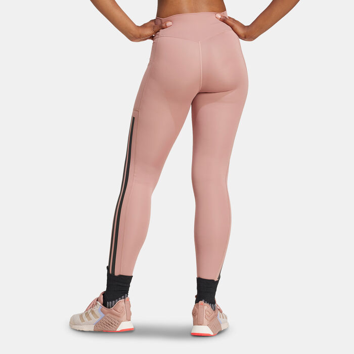 adidas Women's Optime 3-Stripes Leggings Pink adidas Women's Optime 3-Stripes Leggings Pink image number 1