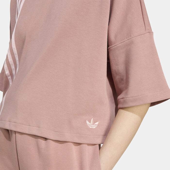 adidas Originals Women's Off-Placed 3-Stripes T-Shirt Pink adidas Originals Women's Off-Placed 3-Stripes T-Shirt Pink image number 4