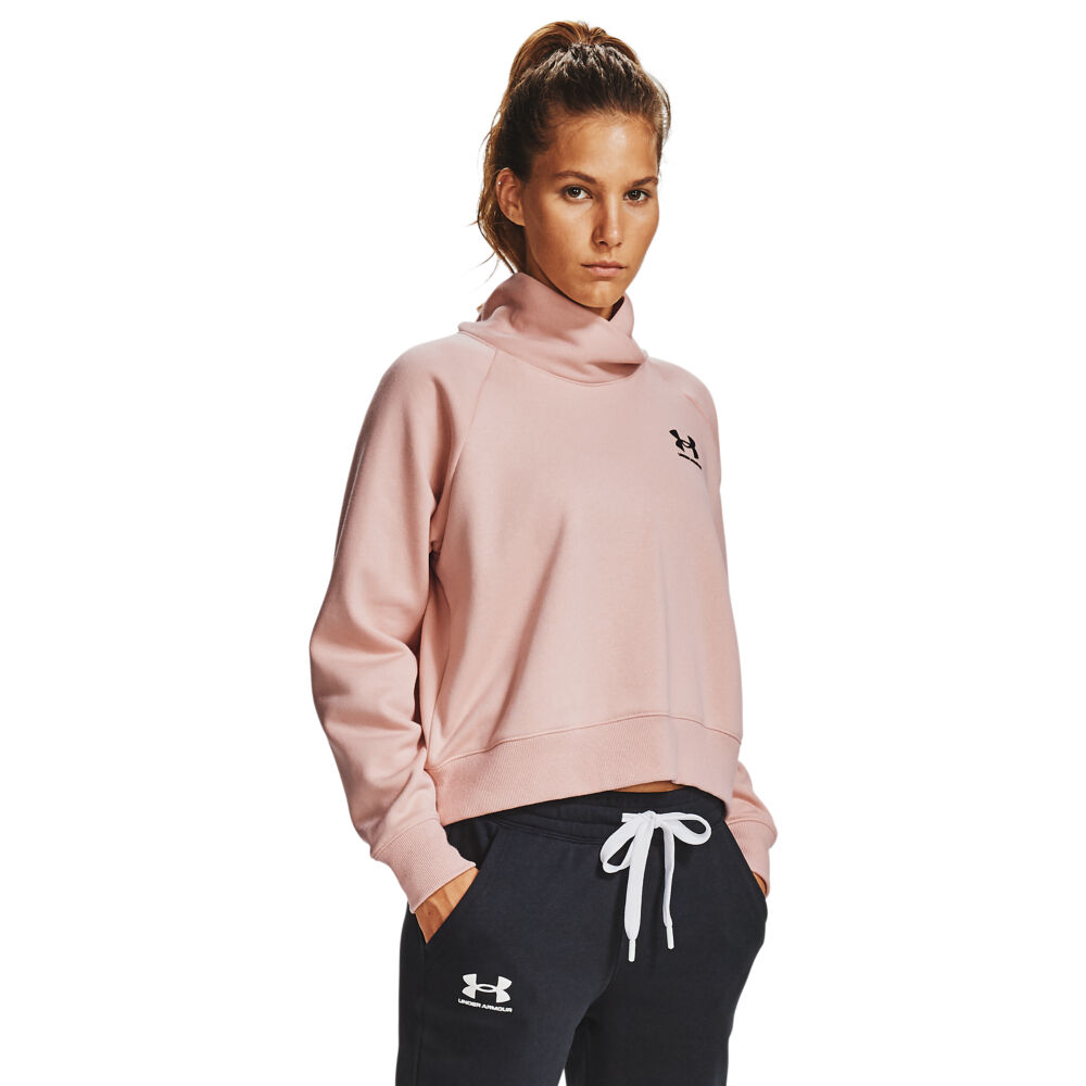 Buy Under Armour Women s UA Rival Fleece Wrap Neck Sweatshirt Pink