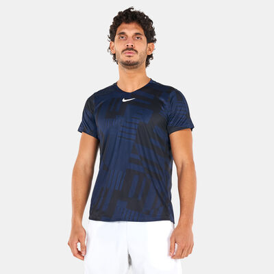 Nike Men's Court Dri FIT Advantage Printed T-Shirt Blue