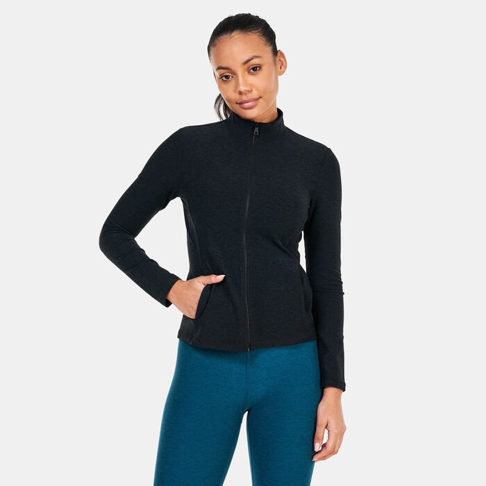 BEYOND YOGA Women's Spacedye On The Go Mock Neck Jacket Black BEYOND YOGA Women's Spacedye On The Go Mock Neck Jacket Black image number 0