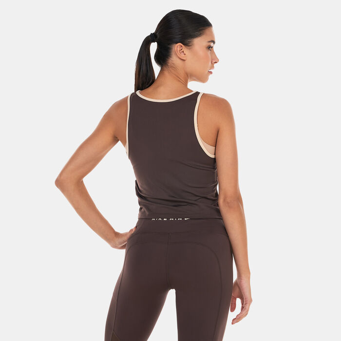 Nike Women's Air Dri-FIT 1/2-Zip Running Tank Top Brown Nike Women's Air Dri-FIT 1/2-Zip Running Tank Top Brown image number 1