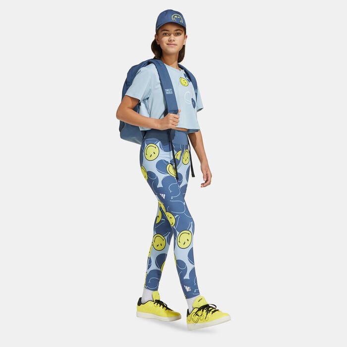 adidas Kids' Smileyworld Training Leggings Blue adidas Kids' Smileyworld Training Leggings Blue image number 2