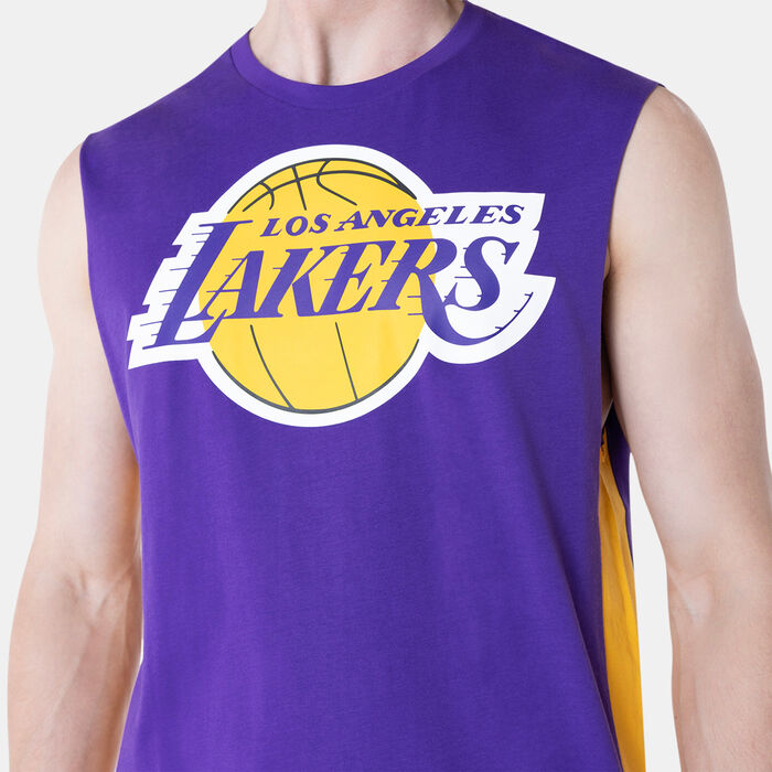 New Era Men's NBA Los Angeles Lakers Panel Sleeveless T-Shirt Purple New Era Men's NBA Los Angeles Lakers Panel Sleeveless T-Shirt Purple image number 4