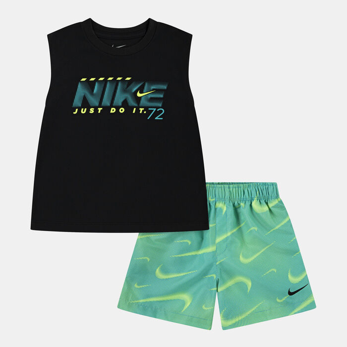 Nike Kids' Rhymthm Printed T-Shirt and Shorts Set Green Nike Kids' Rhymthm Printed T-Shirt and Shorts Set Green image number 0