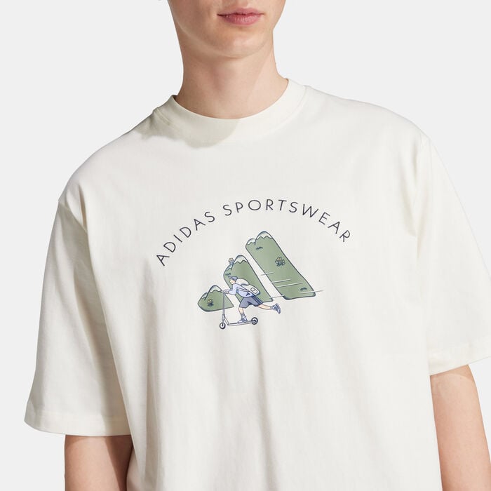 adidas Men's Codes Doodle Scooter Graphic Tee White adidas Men's Codes Doodle Scooter Graphic Tee White image number 3