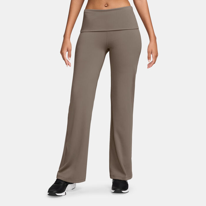 Nike Women's One Dri-FIT Fold-Over Yoga Pants Brown Nike Women's One Dri-FIT Fold-Over Yoga Pants Brown image number 0