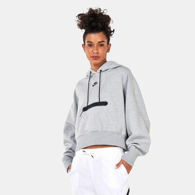 Nike Women's Over-Oversized Crop Pullover Hoodie Grey