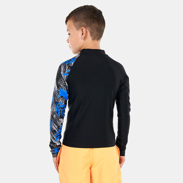 Speedo Kids' Printed Long Sleeve Rashguard Black Speedo Kids' Printed Long Sleeve Rashguard Black image number 1