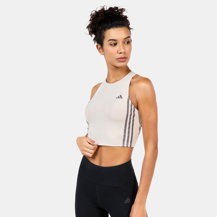 adidas Women's Own The Run 3-Stripes Running Tank Top Beige adidas Women's Own The Run 3-Stripes Running Tank Top Beige image number 0