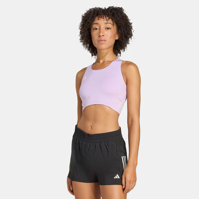 adidas Women's Adizero Essentials Running Crop Top Purple adidas Women's Adizero Essentials Running Crop Top Purple