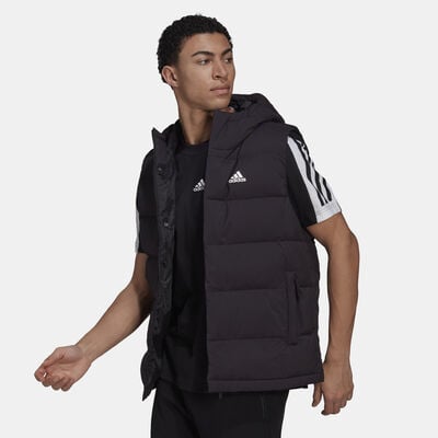adidas Men's Helionic Hooded Down Vest Jacket Black adidas Men's Helionic Hooded Down Vest Jacket Black