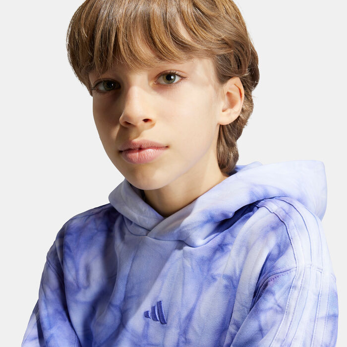 adidas Kids' ALL SZN Tie-Dye Hoodie Blue adidas Kids' ALL SZN Tie-Dye Hoodie Blue image number 3