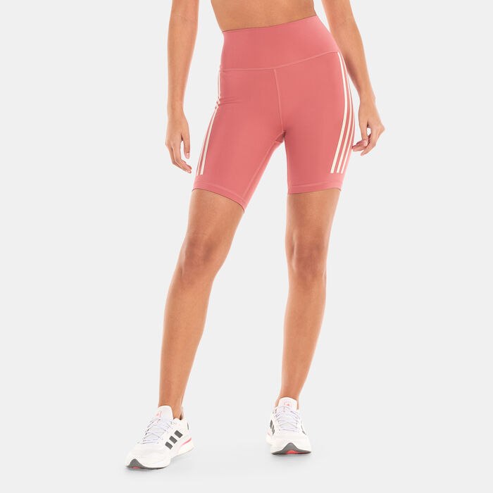 adidas Women's Optime Trainicons 3-Stripes Bike Shorts Red adidas Women's Optime Trainicons 3-Stripes Bike Shorts Red image number 1