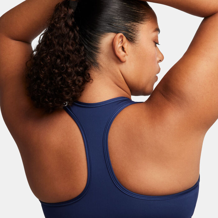 Nike Women's Swoosh Medium Support Training Sports Bra Blue Nike Women's Swoosh Medium Support Training Sports Bra Blue image number 4