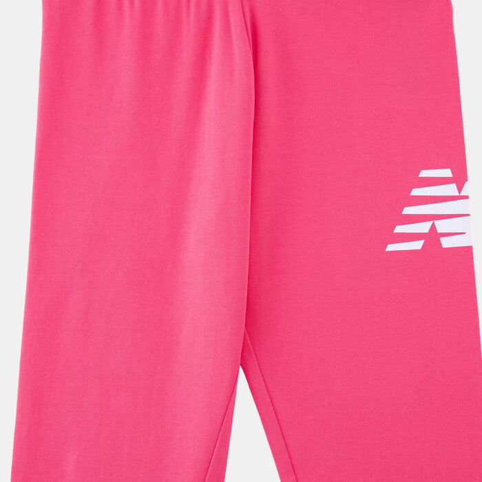 New Balance Kids' Stacked Logo Leggings Pink image number 2