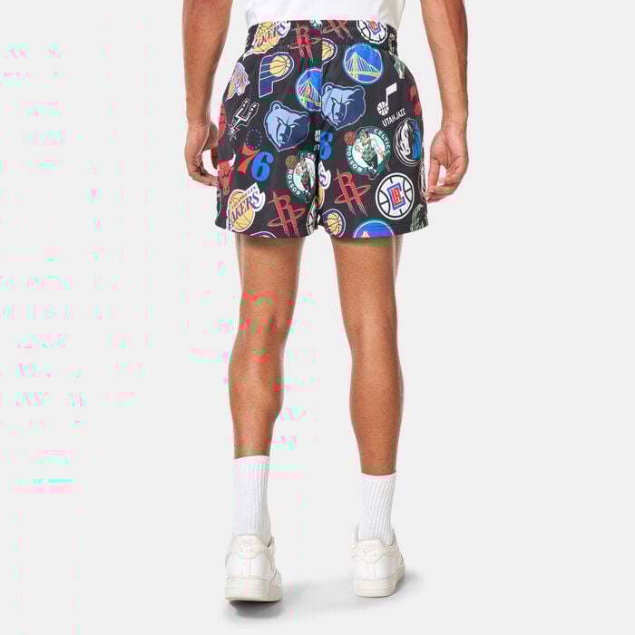 New Era Men's NBA All Over Print Shorts Black New Era Men's NBA All Over Print Shorts Black image number 1