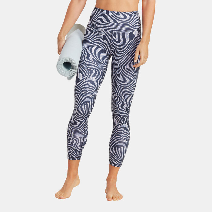 adidas Women's Yoga Essentials Printed 7/8 Leggings Blue adidas Women's Yoga Essentials Printed 7/8 Leggings Blue image number 0