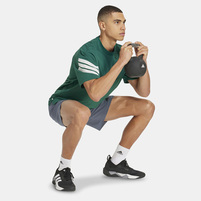 adidas Men's Gym+ 3-Stripes Pump Cover Training Top Green adidas Men's Gym+ 3-Stripes Pump Cover Training Top Green image number 2
