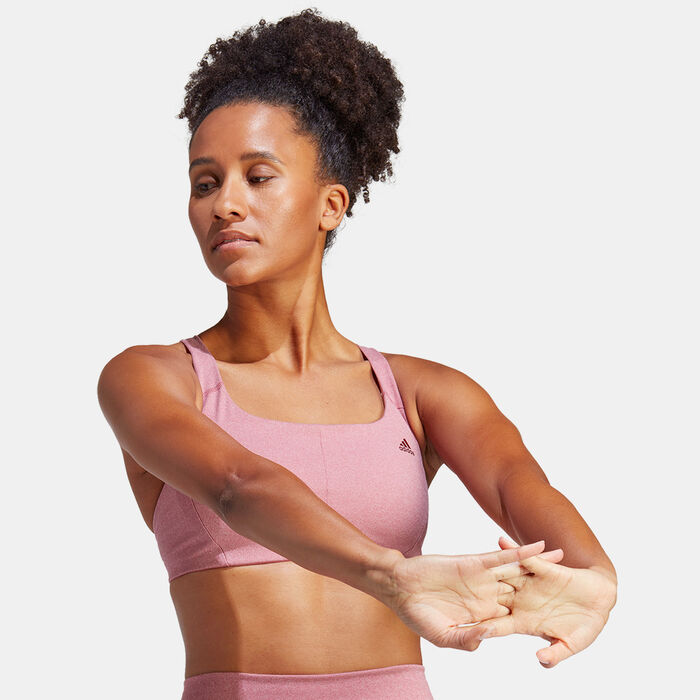 adidas Women's Coreflow Medium-Support Training Sports Bra Pink image number 0