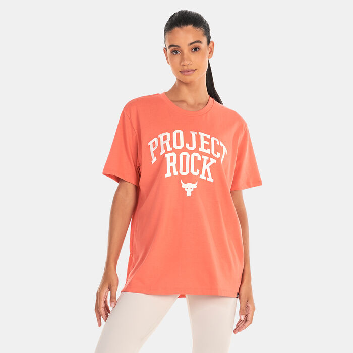 Under Armour Women's Project Rock Heavyweight Campus T-Shirt Red Under Armour Women's Project Rock Heavyweight Campus T-Shirt Red image number 0