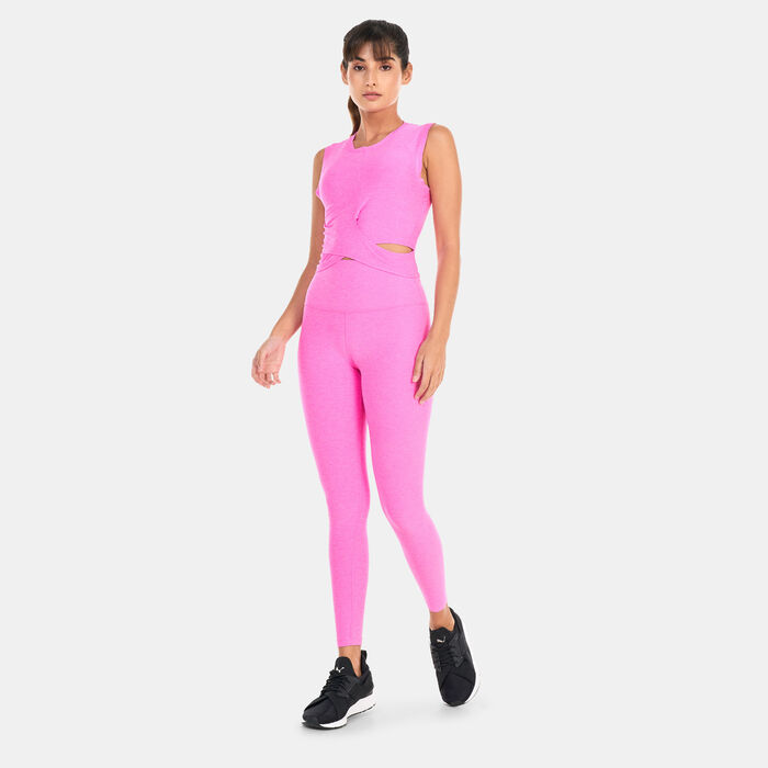 BEYOND YOGA Women's Featherweight Under Over Cropped Muscle Tank Top Pink BEYOND YOGA Women's Featherweight Under Over Cropped Muscle Tank Top Pink image number 2