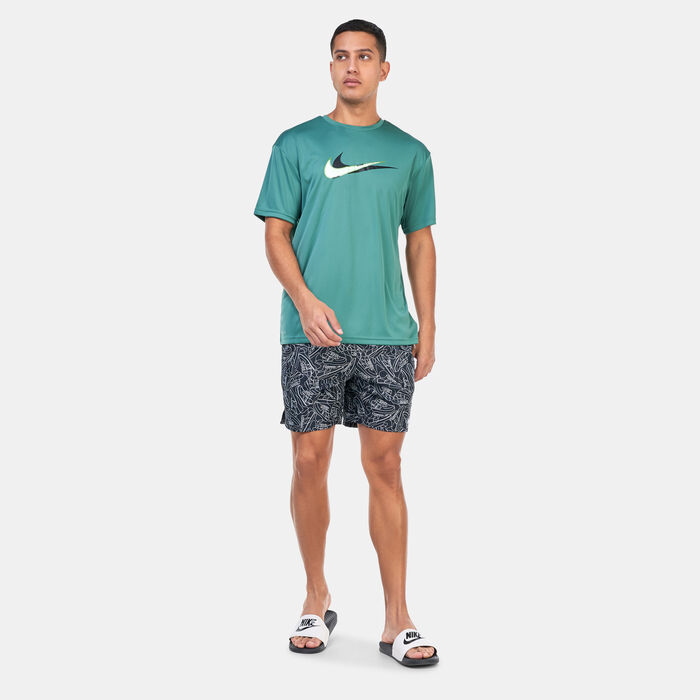 Nike Swim Men's Printed Hydroguard Swimming T-Shirt Blue Nike Swim Men's Printed Hydroguard Swimming T-Shirt Blue image number 2