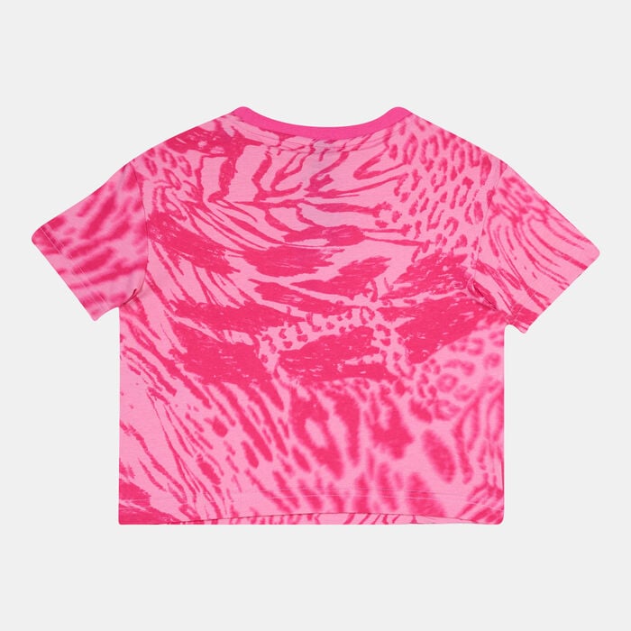 adidas Kids' Future Icons Hybrid Animal Print T-Shirt yellow adidas Kids' Future Icons Hybrid Animal Print T-Shirt yellow image number 1