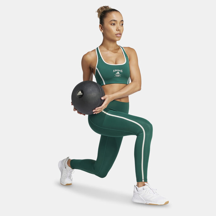 adidas Women's Powerimpact Medium-Support Heritage Training Sports Bra Green image number 2