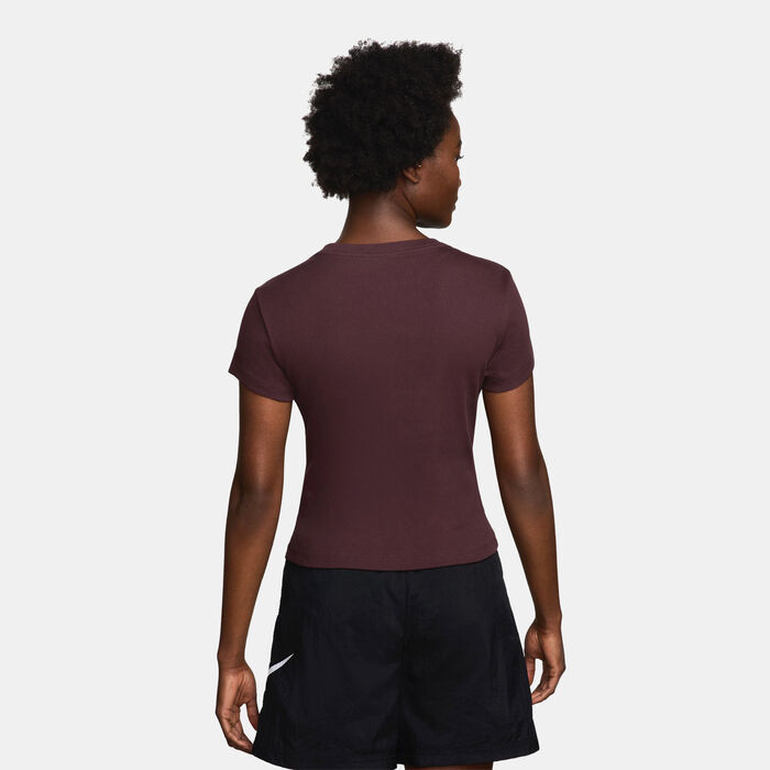 Nike Women's Ribbed T-Shirt Pink Nike Women's Ribbed T-Shirt Pink image number 1