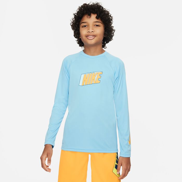 Nike Swim Kids' Swim Long-Sleeve Hydroguard Blue Nike Swim Kids' Swim Long-Sleeve Hydroguard Blue image number 0