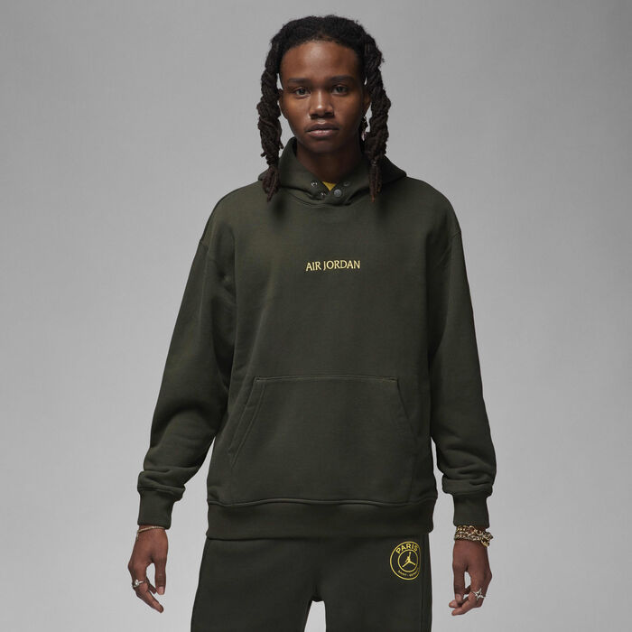 Jordan Men's Paris Saint-Germain Wordmark Fleece Hoodie Green image number 0