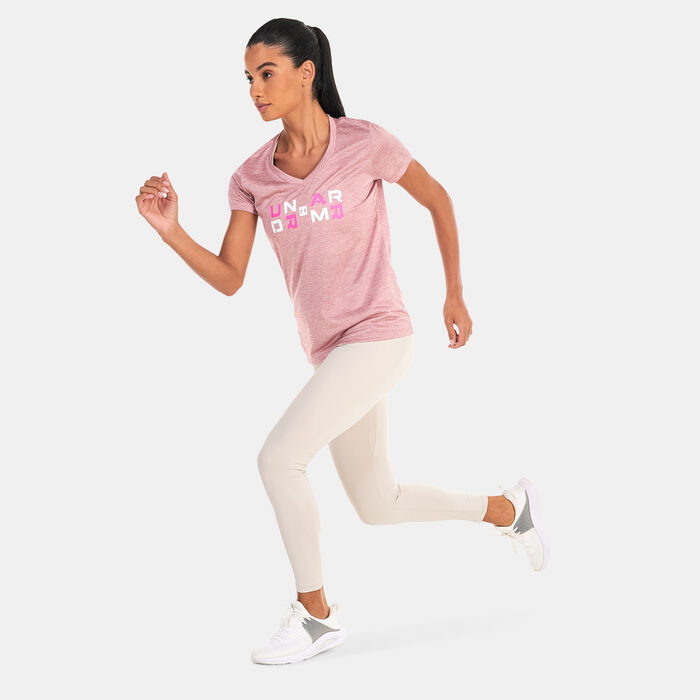 Under Armour Women's UA Tech™ Twist Graphic V-Neck T-Shirt Pink Under Armour Women's UA Tech™ Twist Graphic V-Neck T-Shirt Pink image number 2