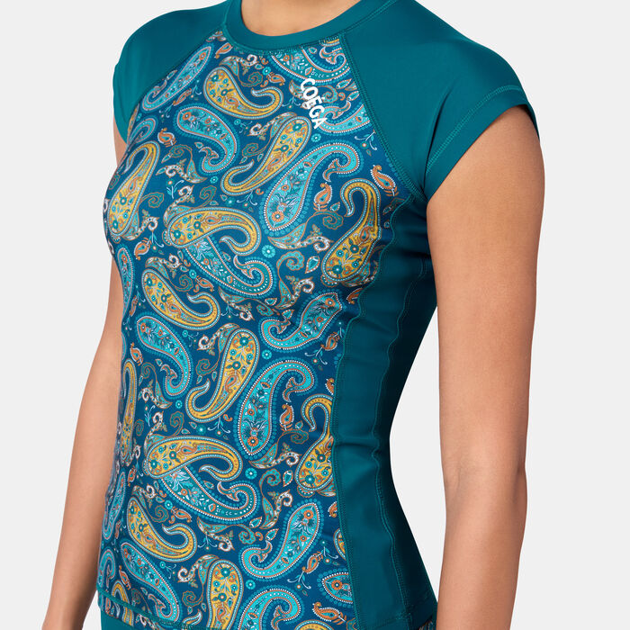 COEGA Women's Printed Swimming Rashguard Green COEGA Women's Printed Swimming Rashguard Green image number 3