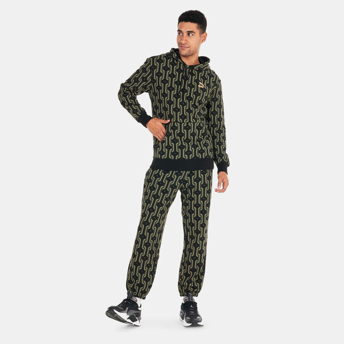 PUMA Men's Classics 70s Printed Fleece Joggers Black PUMA Men's Classics 70s Printed Fleece Joggers Black image number 2
