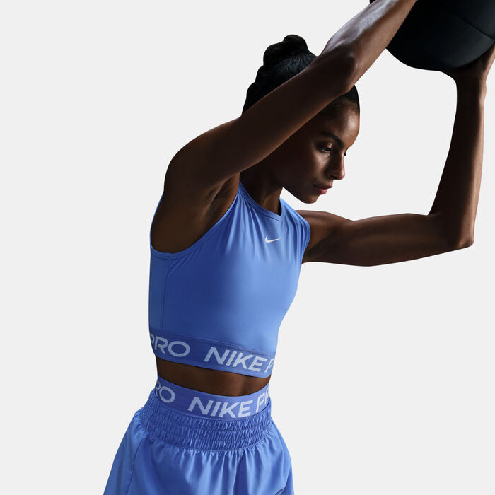 Nike Women's Pro Dri-FIT Crop Top Blue image number 4