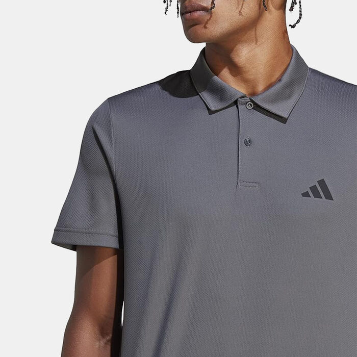 adidas Men's Train Essentials 3-Stripes Training Polo Shirt Grey adidas Men's Train Essentials 3-Stripes Training Polo Shirt Grey image number 3