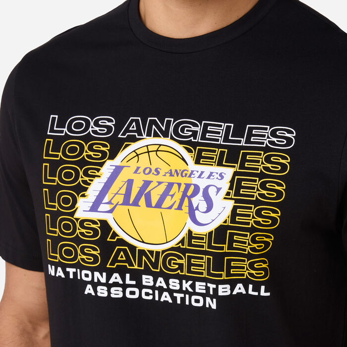 New Era Men's NBA Los Angeles Lakers Stacked Wordmark T-Shirt Black New Era Men's NBA Los Angeles Lakers Stacked Wordmark T-Shirt Black image number 3
