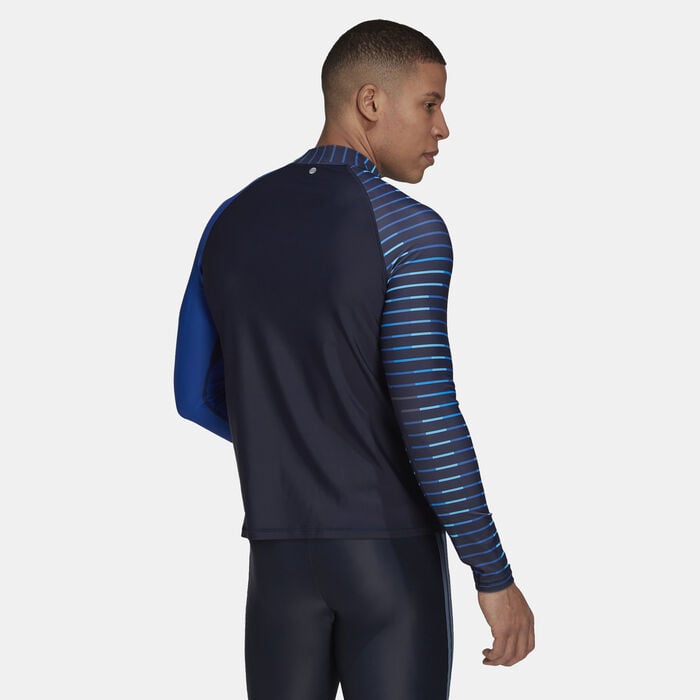 adidas Men's Long-Sleeve Rash Guard Blue adidas Men's Long-Sleeve Rash Guard Blue image number 1